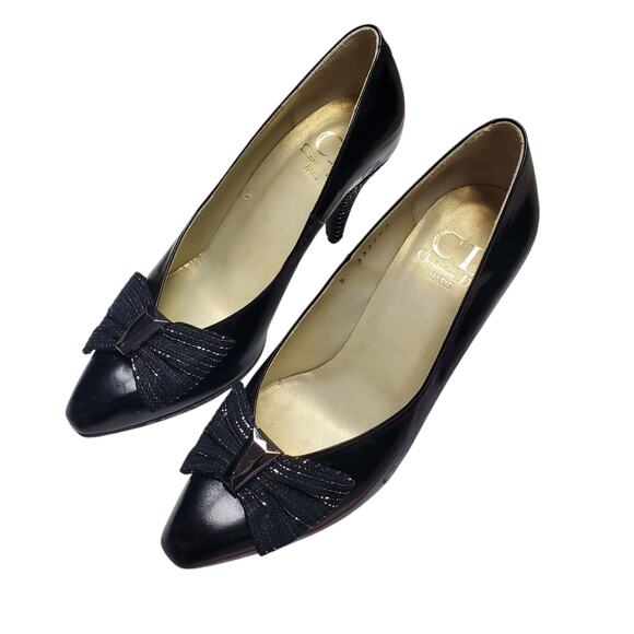 Vintage Christian Dior Black Pumps Bow Detail - Size 5 - Picture 5 of 8